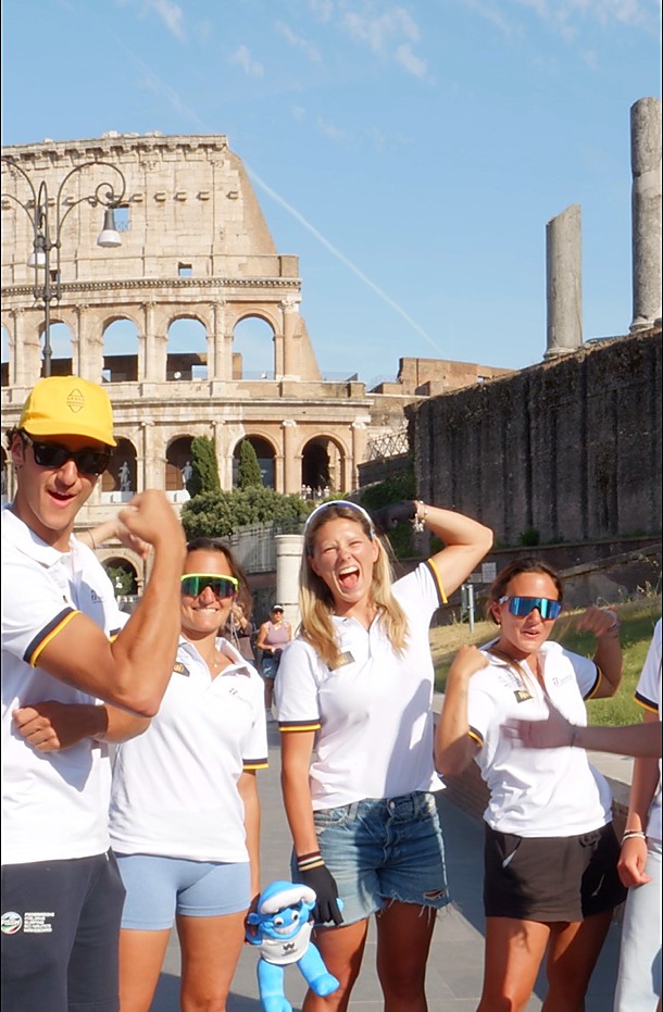 Team Italy sharing an Italian meal in Rome