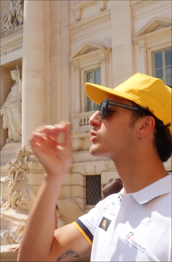 Team Italy making wishes at the Trevi Fountain